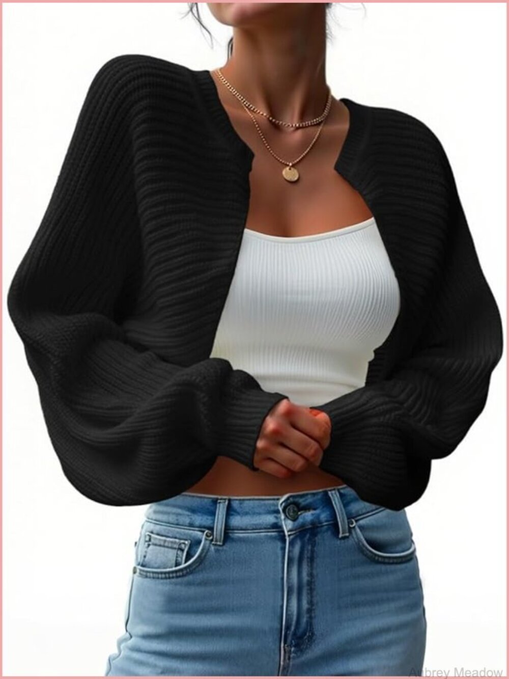 Womens Open Front Bolero Shrug Sweater Cropped Cardigan Knit Long Sleeve Y2K